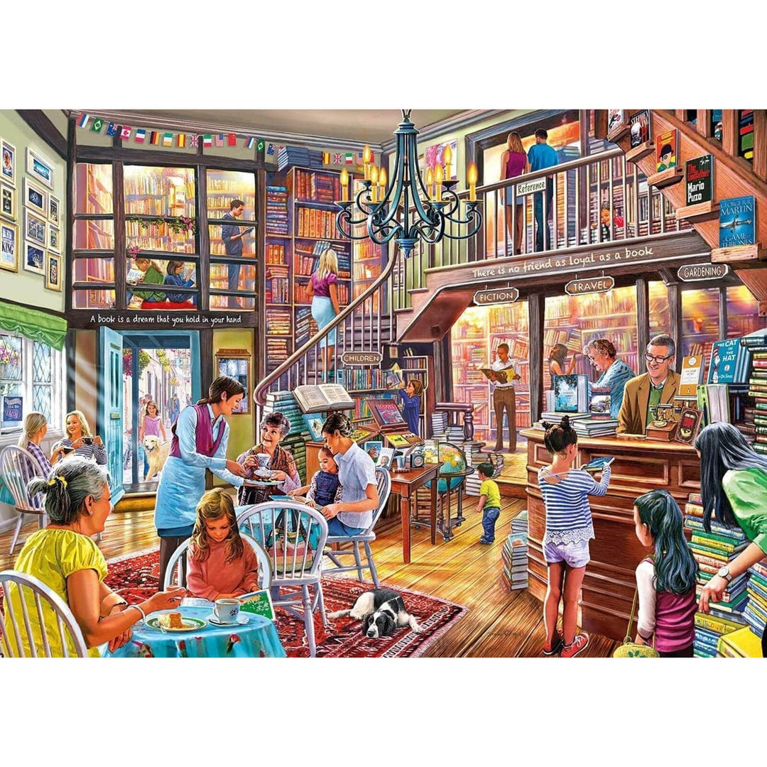 Story Time Jigsaw Puzzle Book Shop Cafe Children Dog 500 Pieces