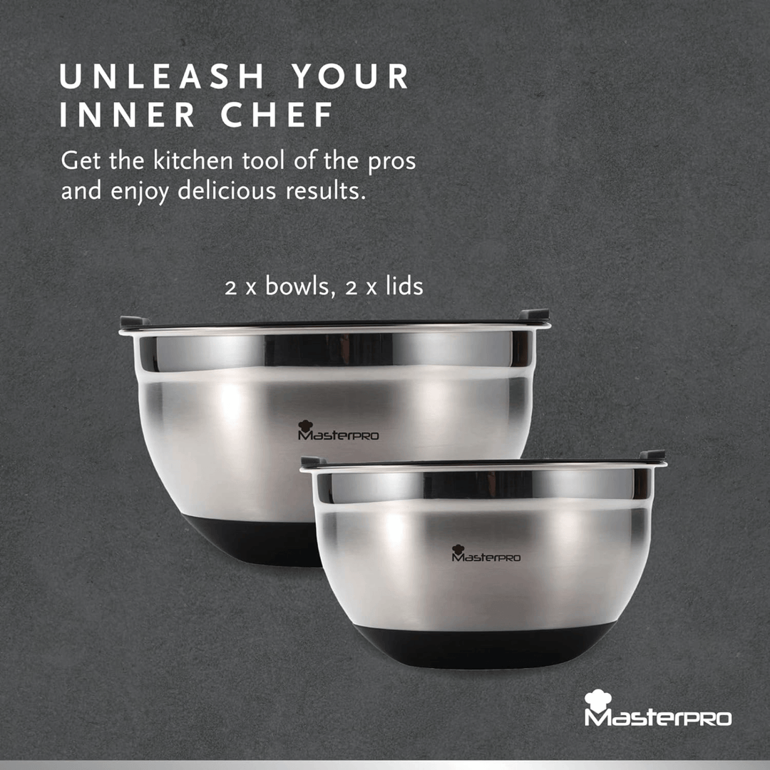 2 x bowls and 2 x lids - get the kitchen tool of the pros and enjoy delicious results text