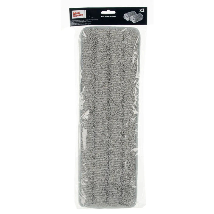 Pack of 2 Mud Mummy replaceable mop head pads in grey