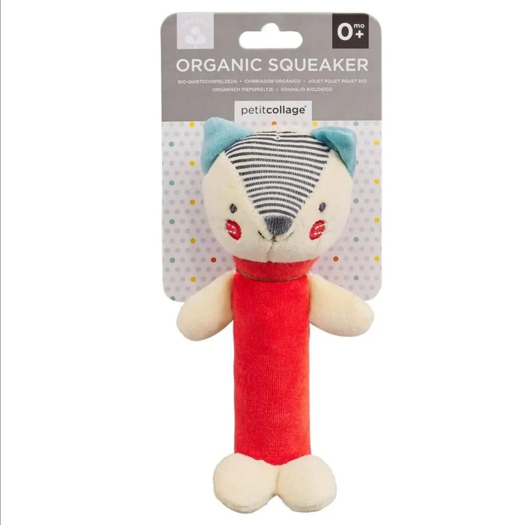 red Fox design organic squeaker toy for babies