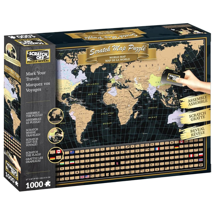 100 piece Scratch Map puzzle of the world with countries and flags