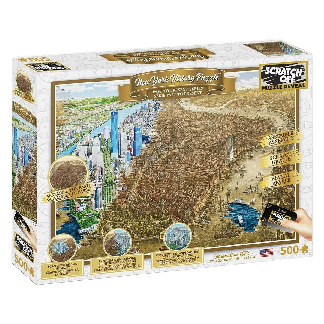 New York History Puzzle with Scratch Off reveal to see the landscape change over the years