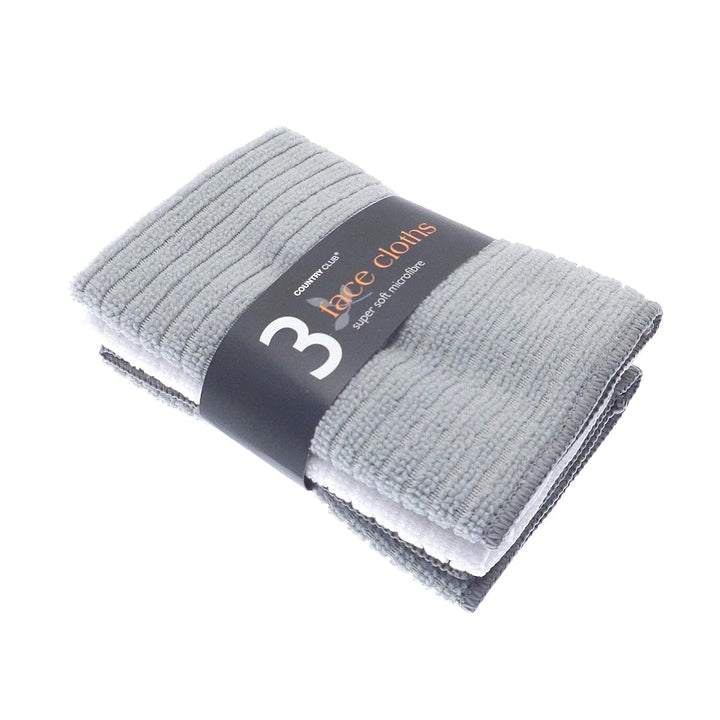 Pack of 3 face cloths in grey and white super soft microfibre