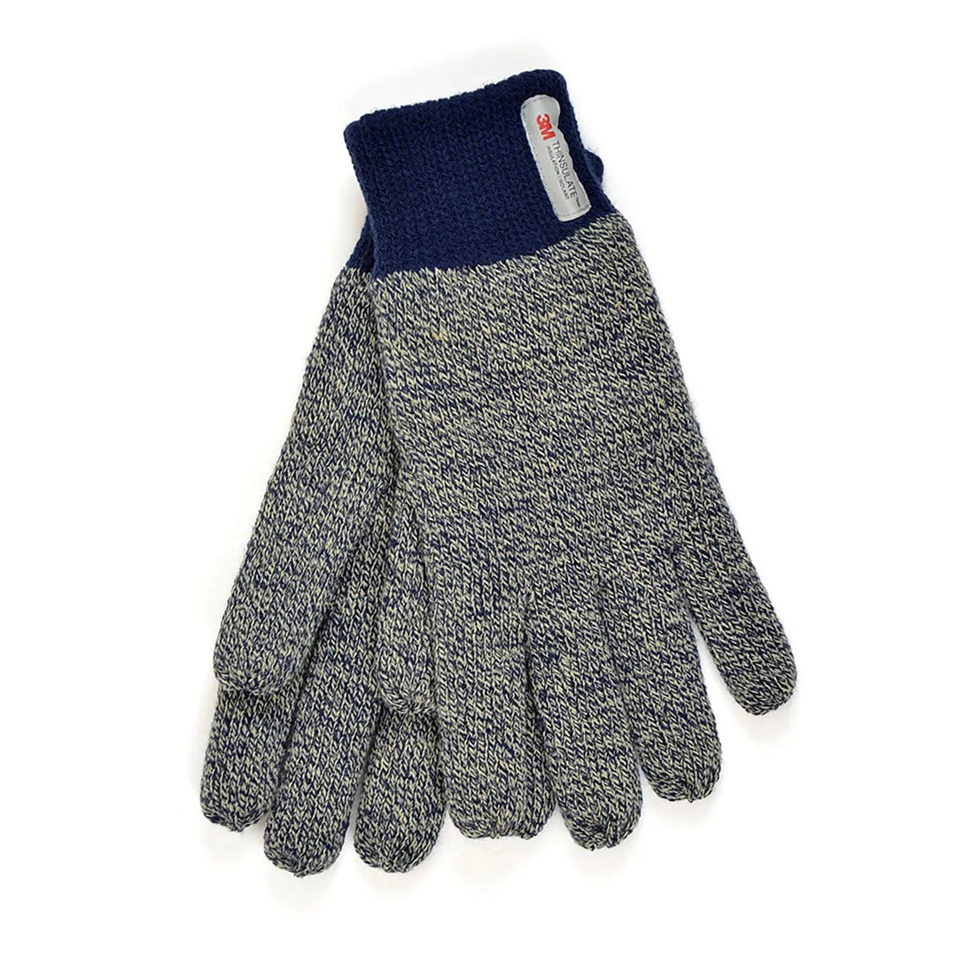 Navy marl soft knit insulated gloves for men