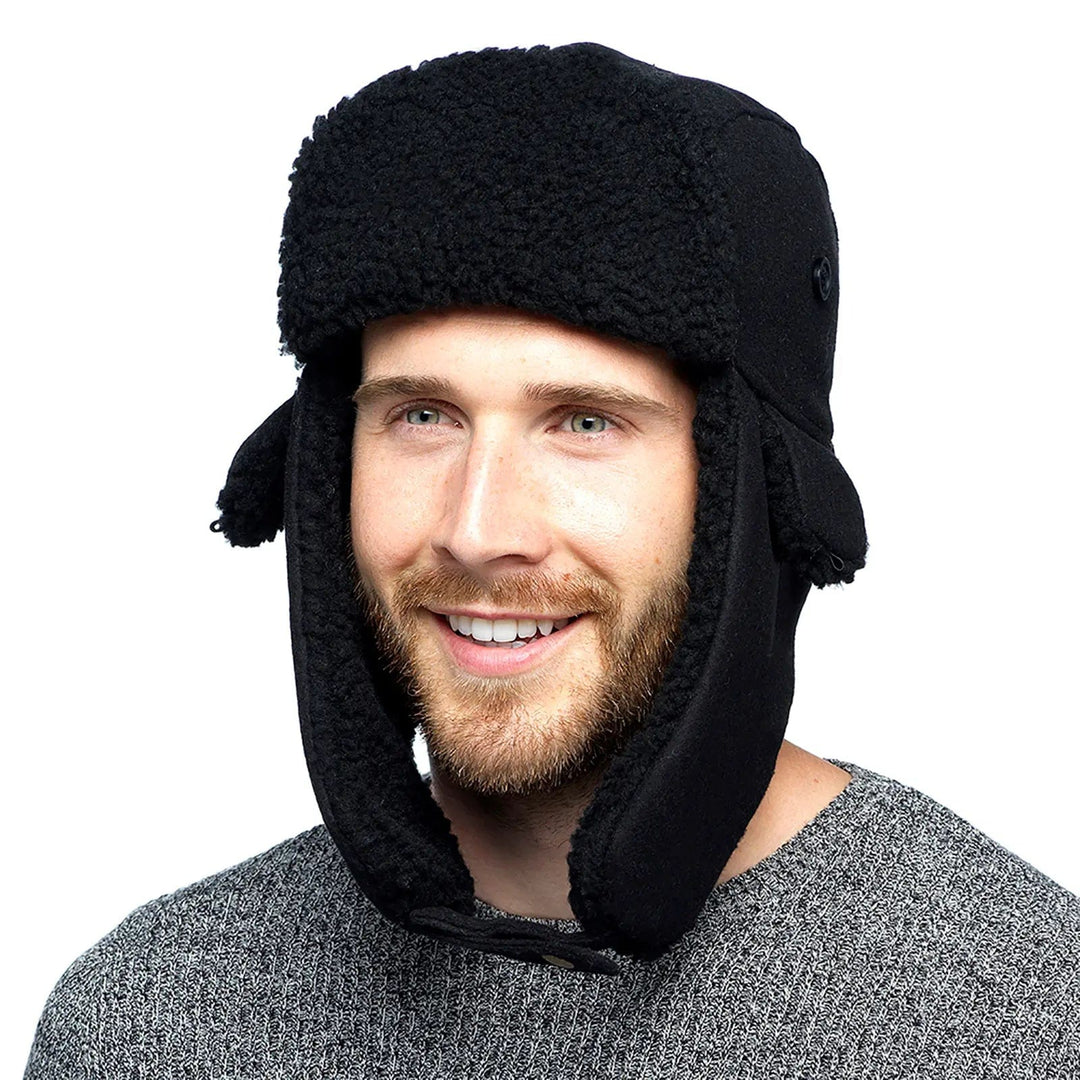 Buy Mens Fleece Trapper Hat With Borg Lining Ear Flaps XS Stock XS Stock