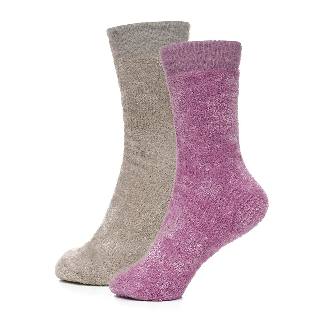 Lilac and grey velvet socks for ladies