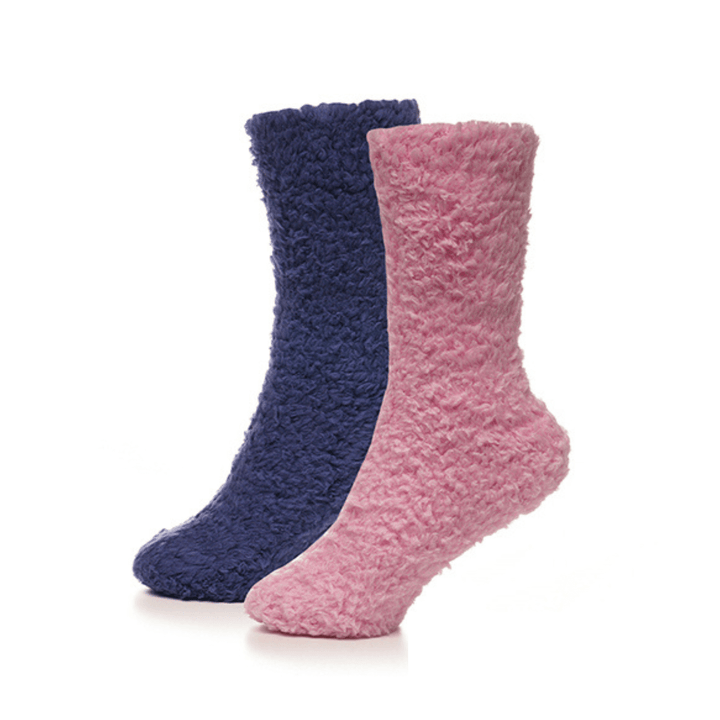 pink and blue sock set on foot