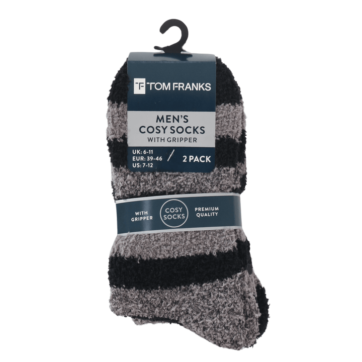 tom franks mens grey cosy socks in cardboard packaging
