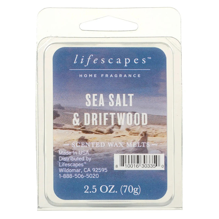 Pack of sea salt and driftwood scented wax melts from lifescapes