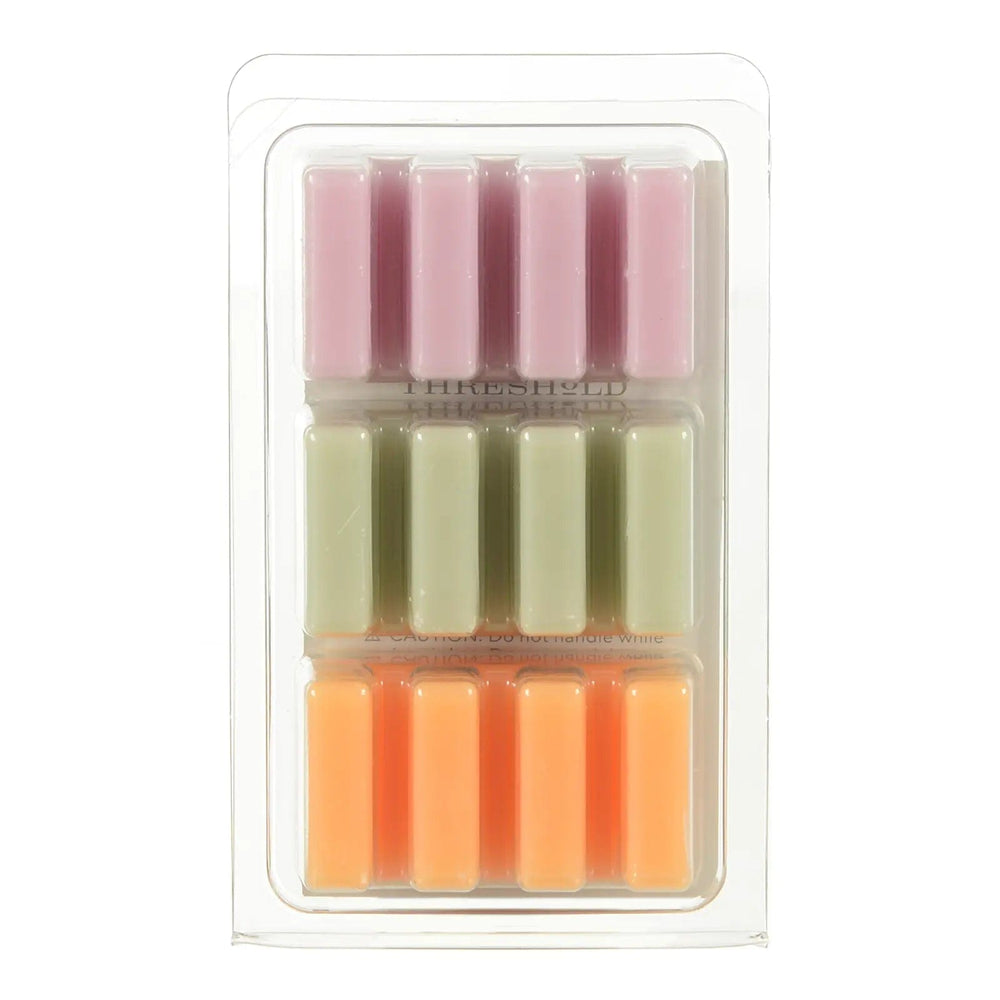 Pack of 12 wax melts in lavender, sage and tangerine colours