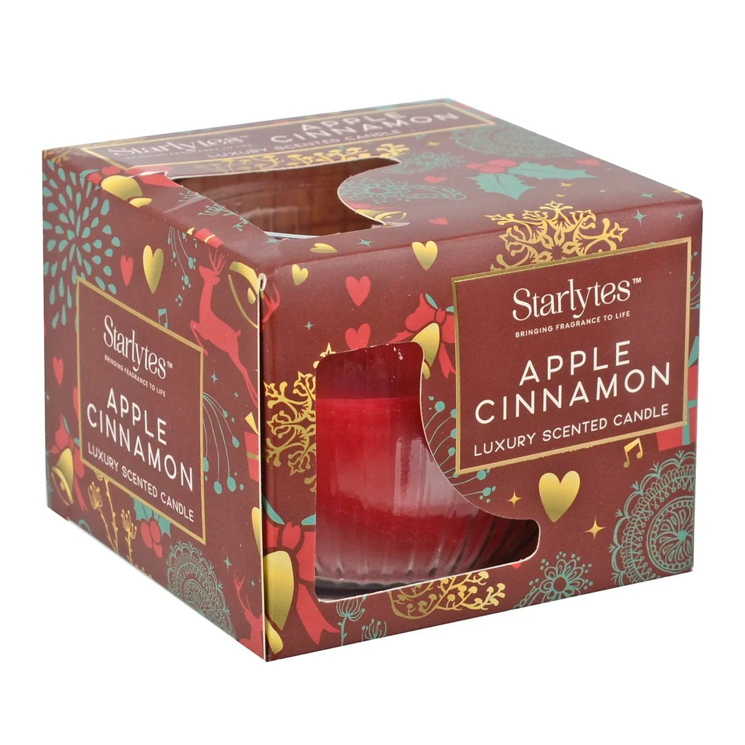 Starlytes Apple Cinnamon Luxury scented candle with Christmas gift box packaging