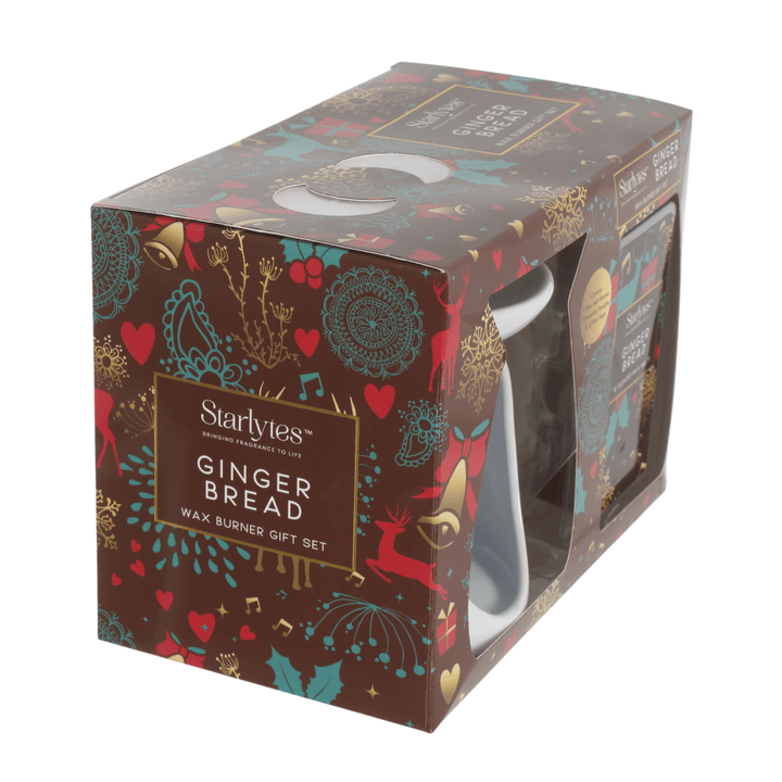 side view of packaging featuring all over christmas pattern