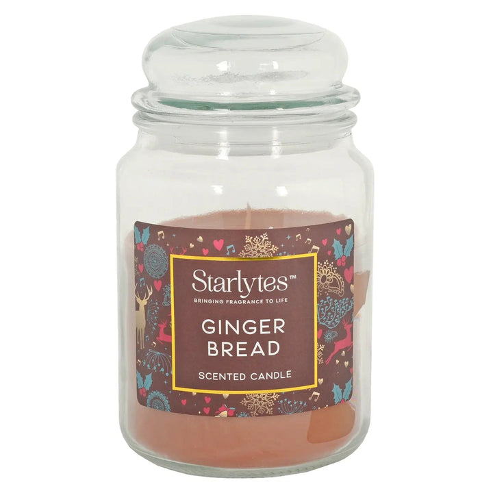 Gingerbread scented large Christmas candle in glass jar with lid