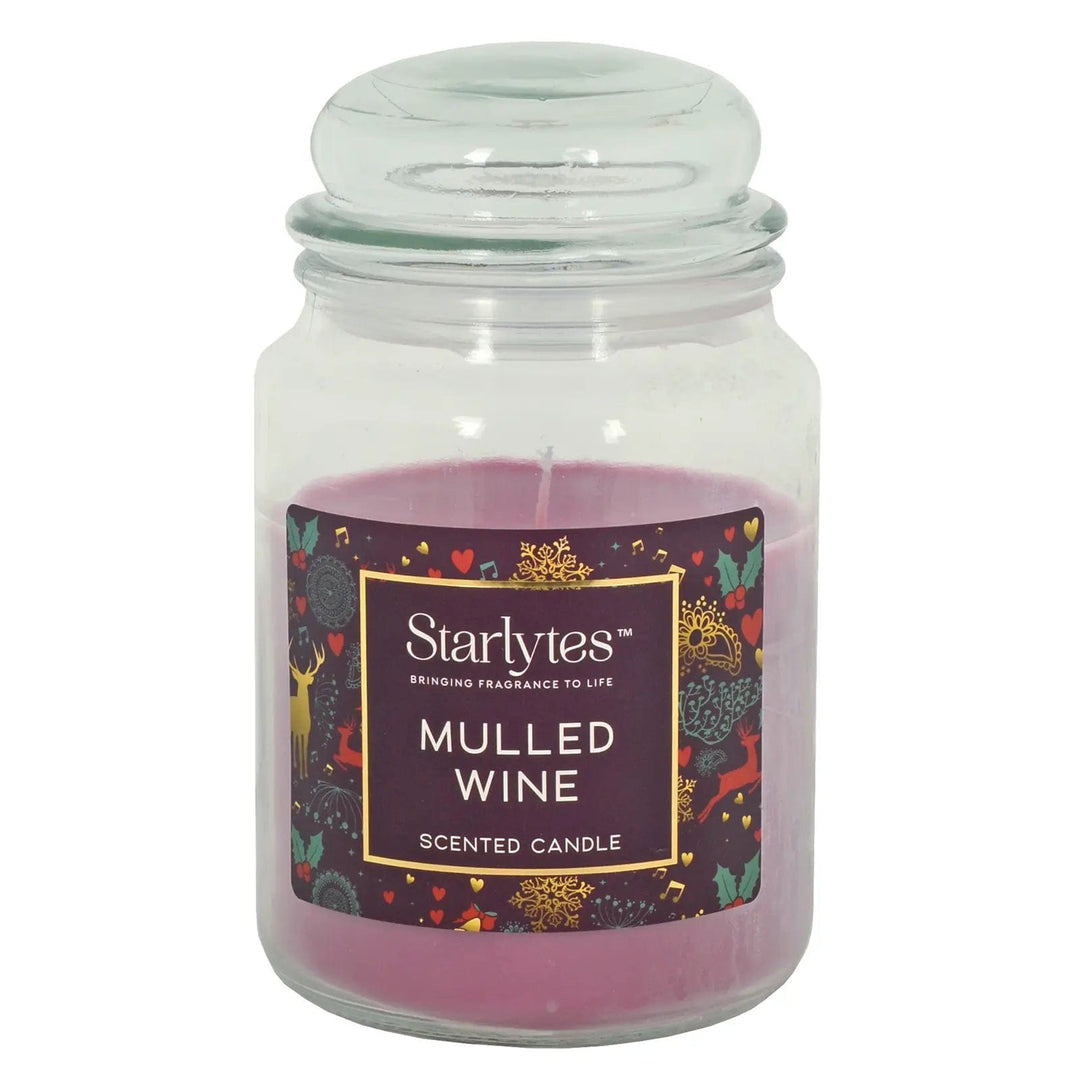 Mulled Wine scented large Christmas candle in glass jar with lid