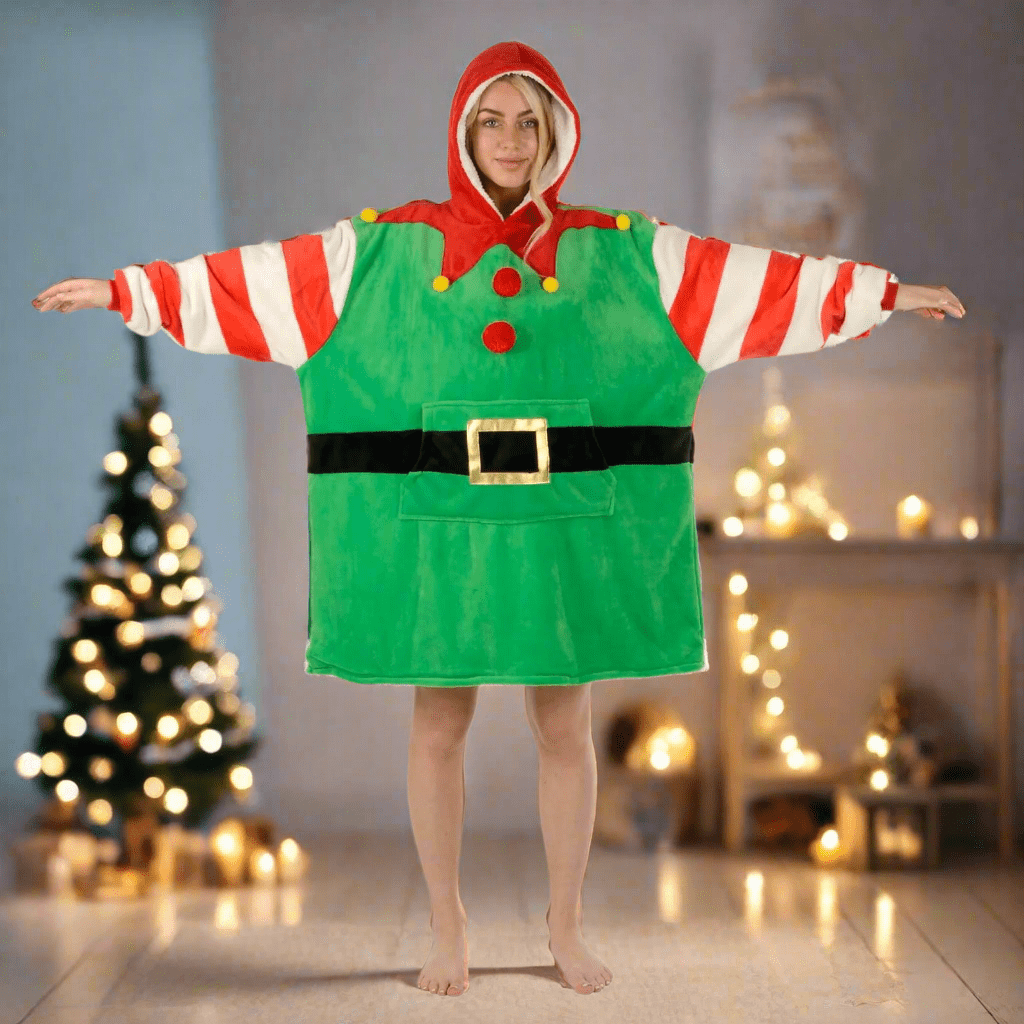 Adults Christmas Hoodie Blanket Unisex Oversized Fleece Top