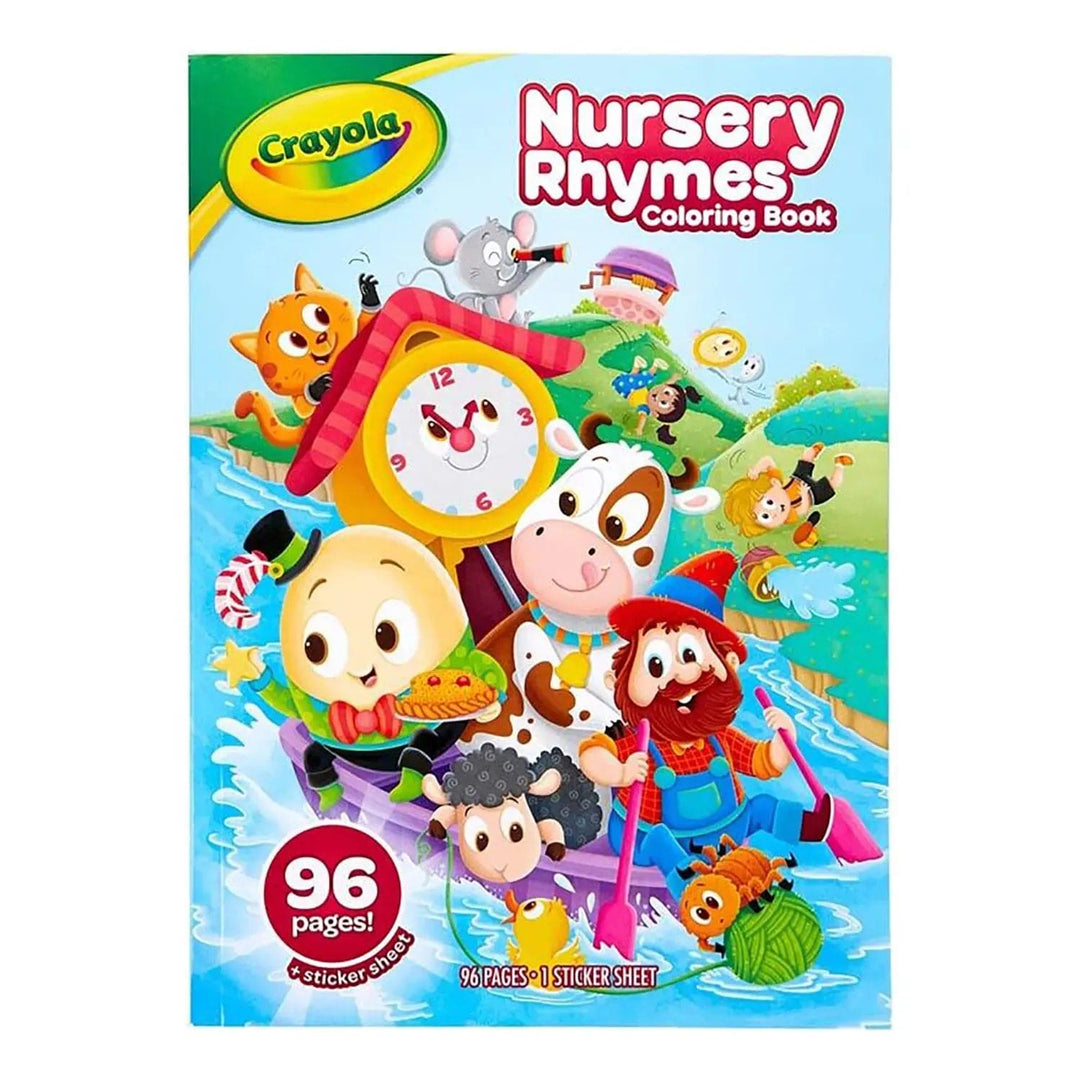 Crayola nursery rhymes colouring book with 96 pages and a sticker sheet