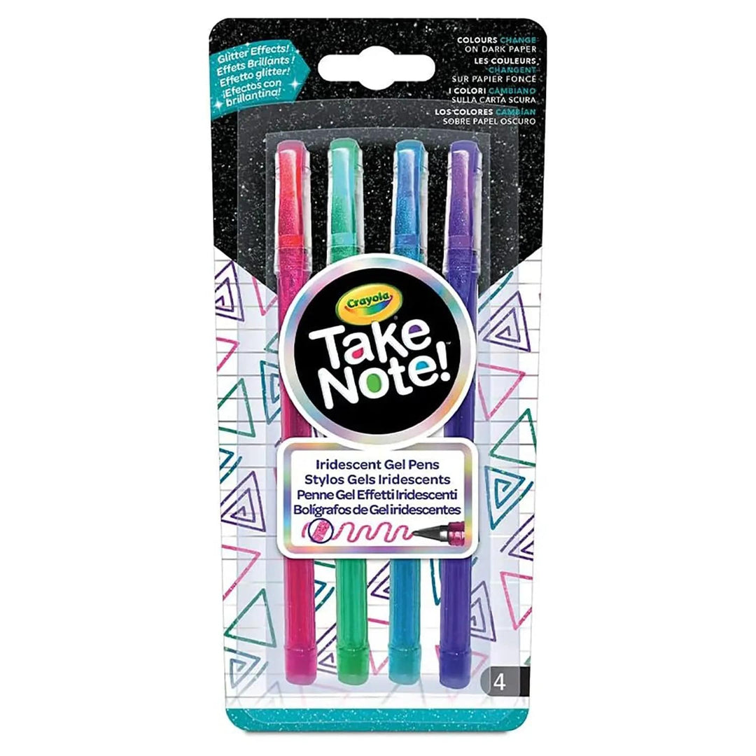 Crayola take note pack of 4 iridescent gel pens with glitter effects