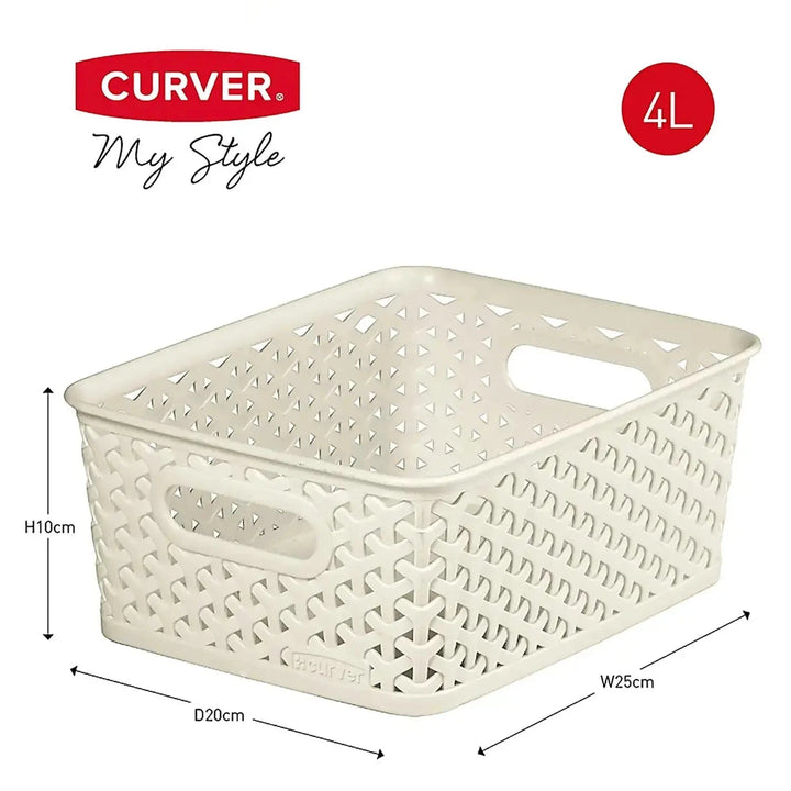 Curver My Style 4 Litre storage basket showing dimensions