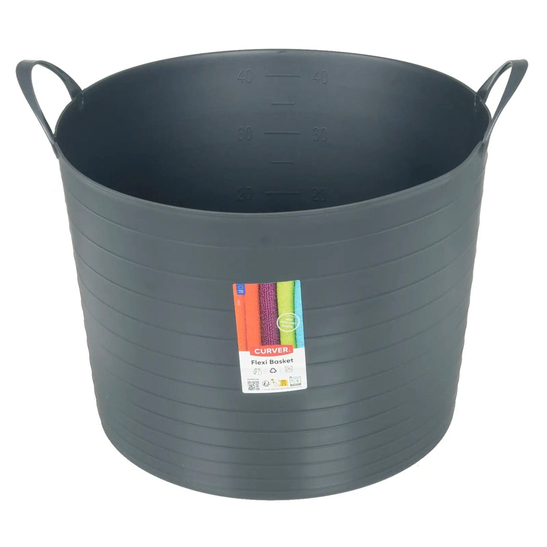 Grey flexible tub bucket from Curver for use in the home or garden