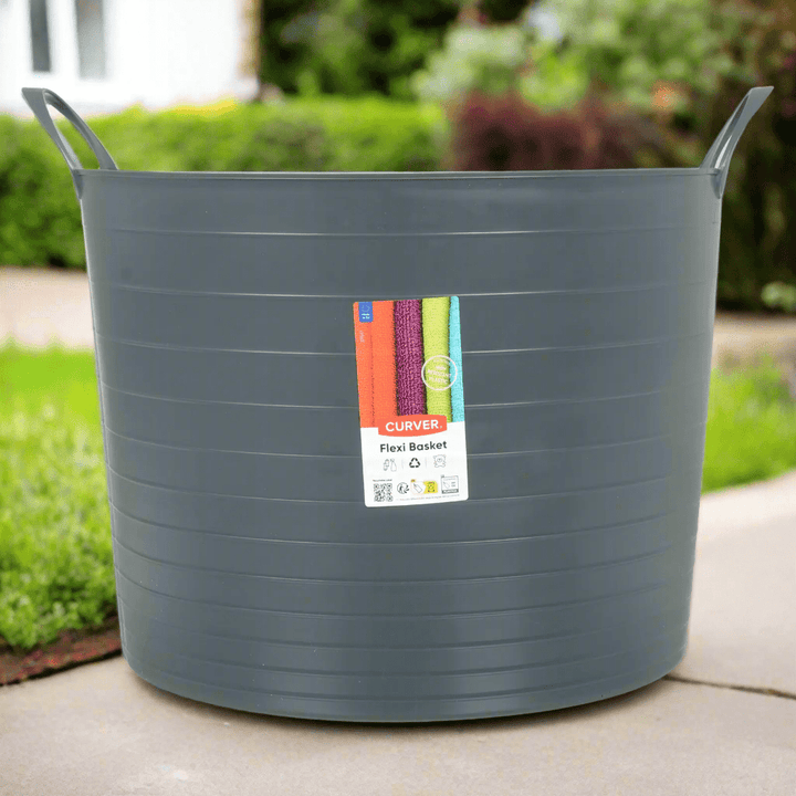 Curver 42L Flexi Tub With Handles Garden Home Farm Storage Grey