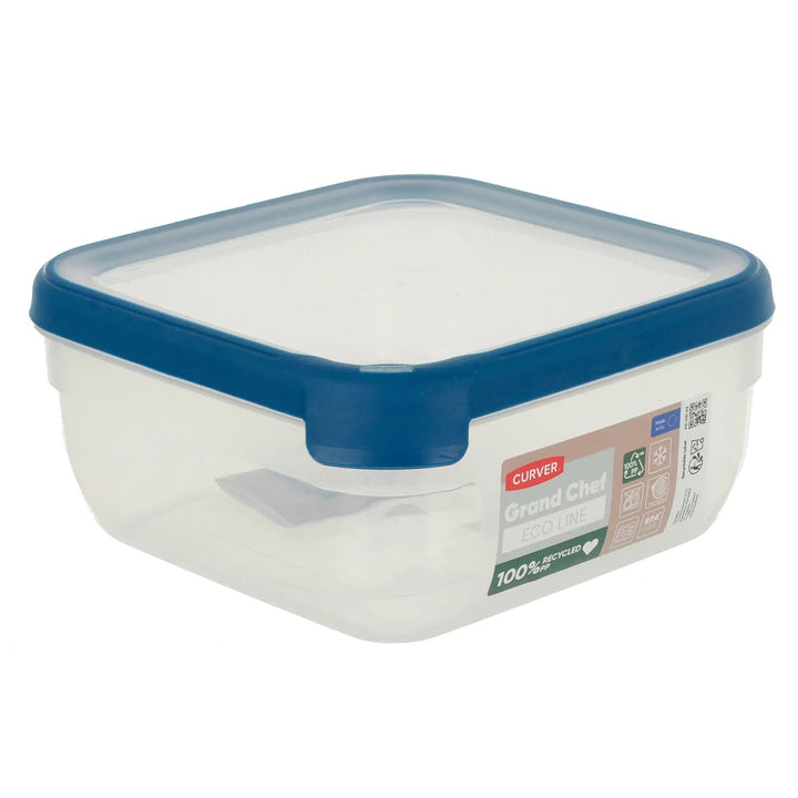 Curver Grand Chef Eco Line square food storage container with blue seal lid