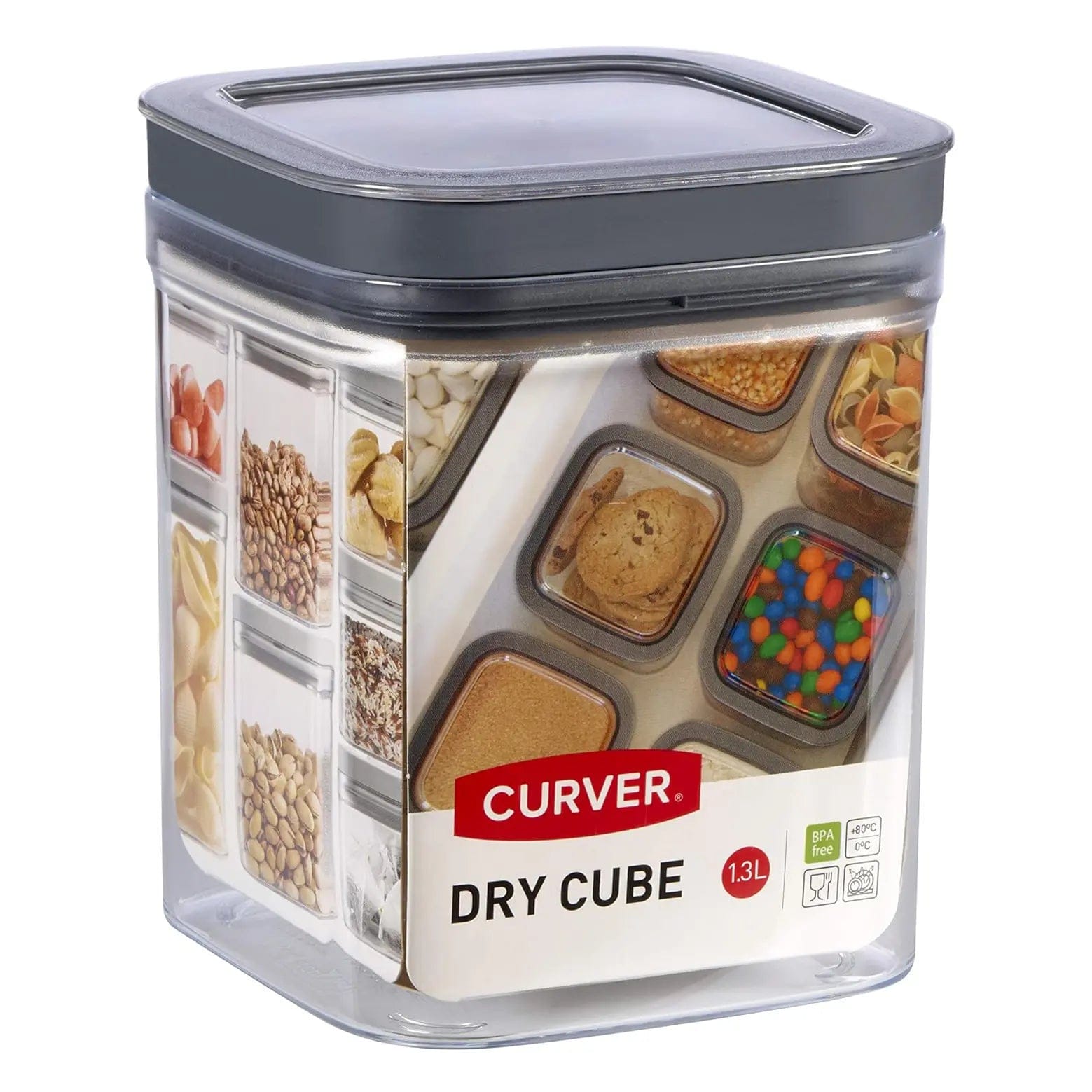 Buy Curver Dry Cube Food Storage Container Airtight Lid Grey | XS Stock ...