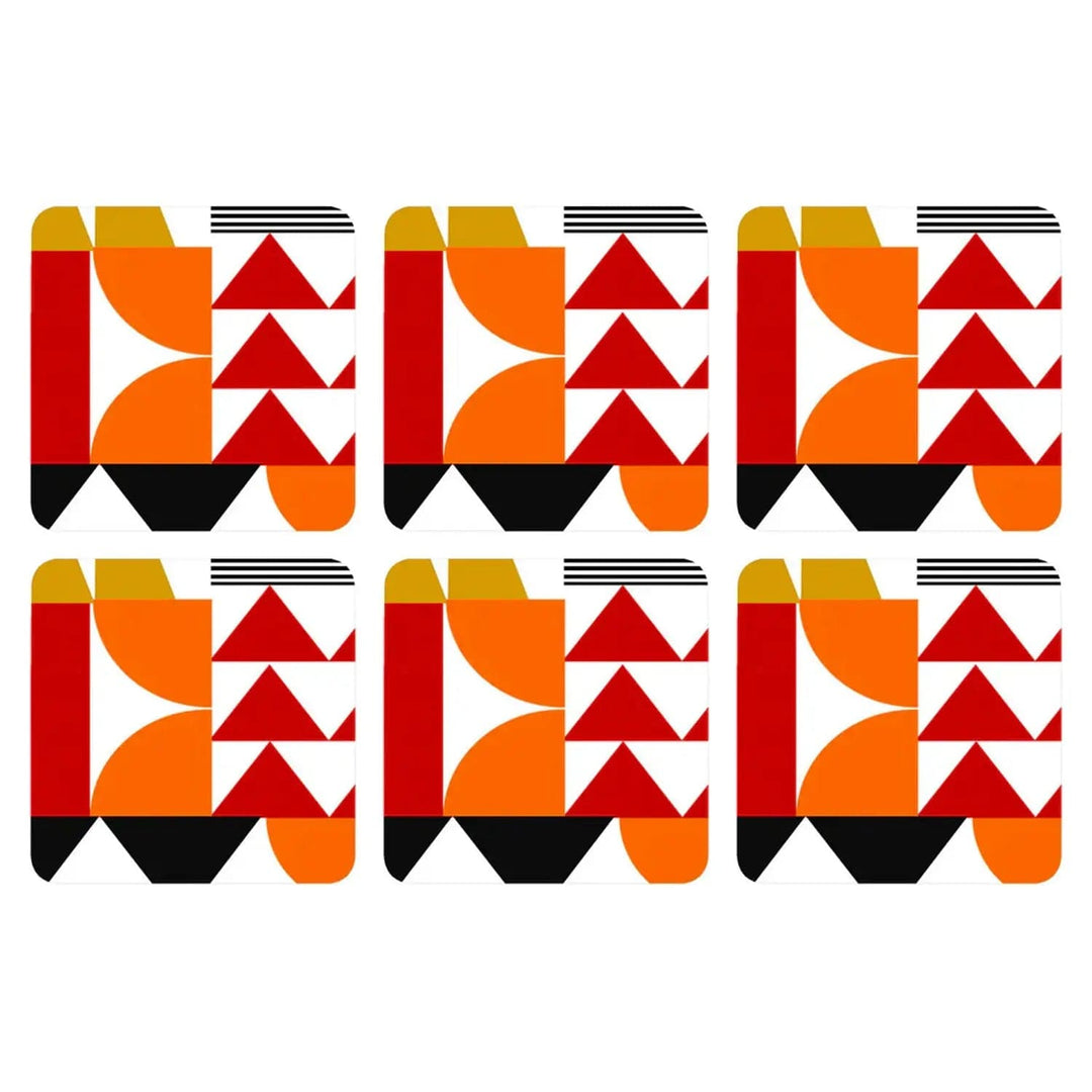 Go Bold retro red, black and orange pattern set of 6 coasters from Pimpernel