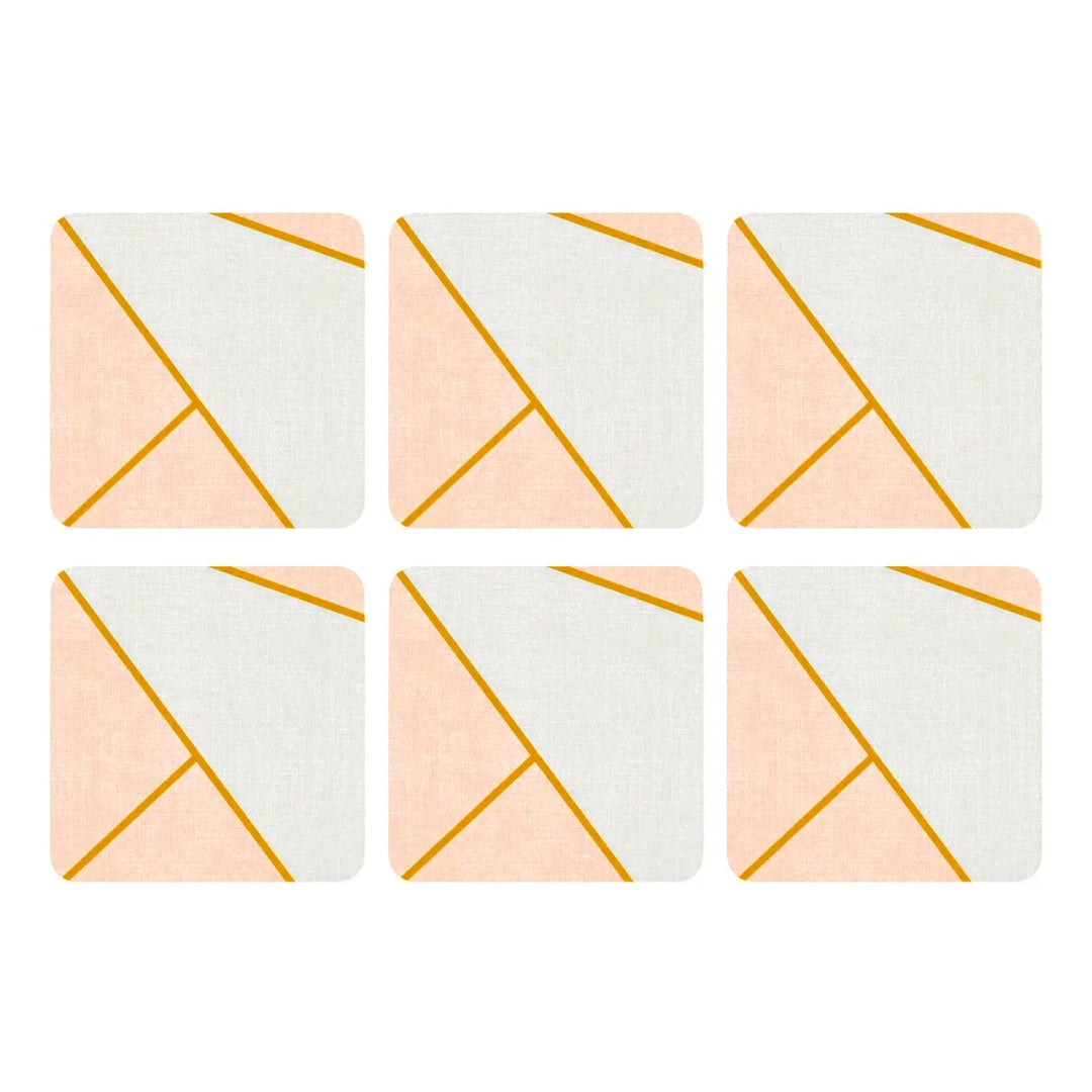 Urban Chic pink, gold and grey pattern set of 6 coasters from Pimpernel