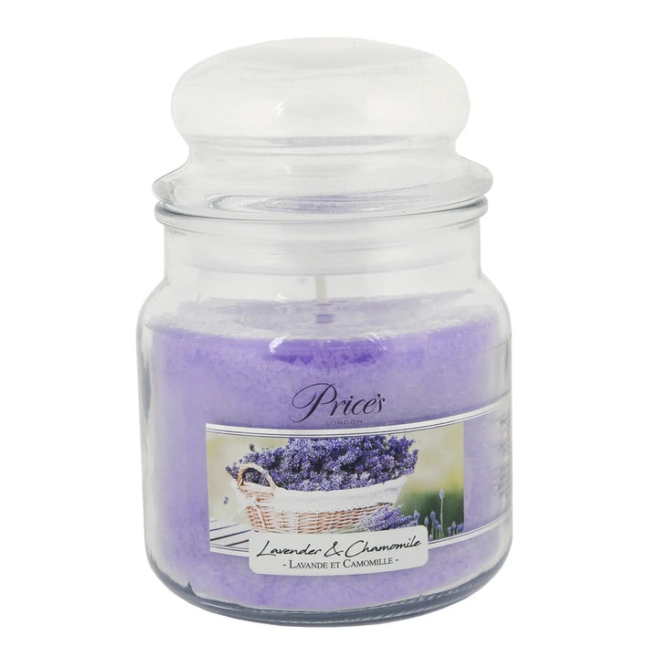 Price's Lavender & Chamomile Scented candle in glass jar with lid