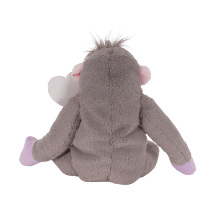 back view of ty beanie baby monkey featuring soft velvety fabric