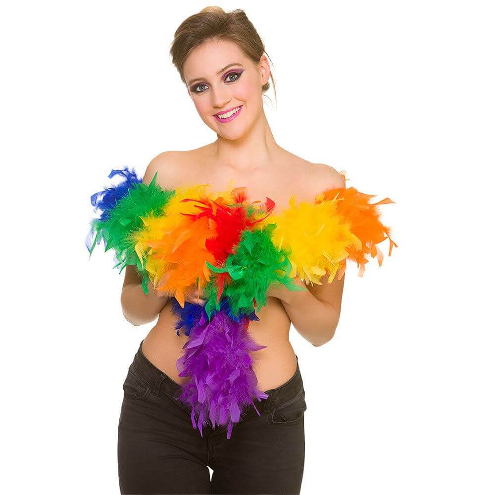 Fluffy Feather Boa Flapper Dance Burlesque Hen Night 1.7m Rainbow