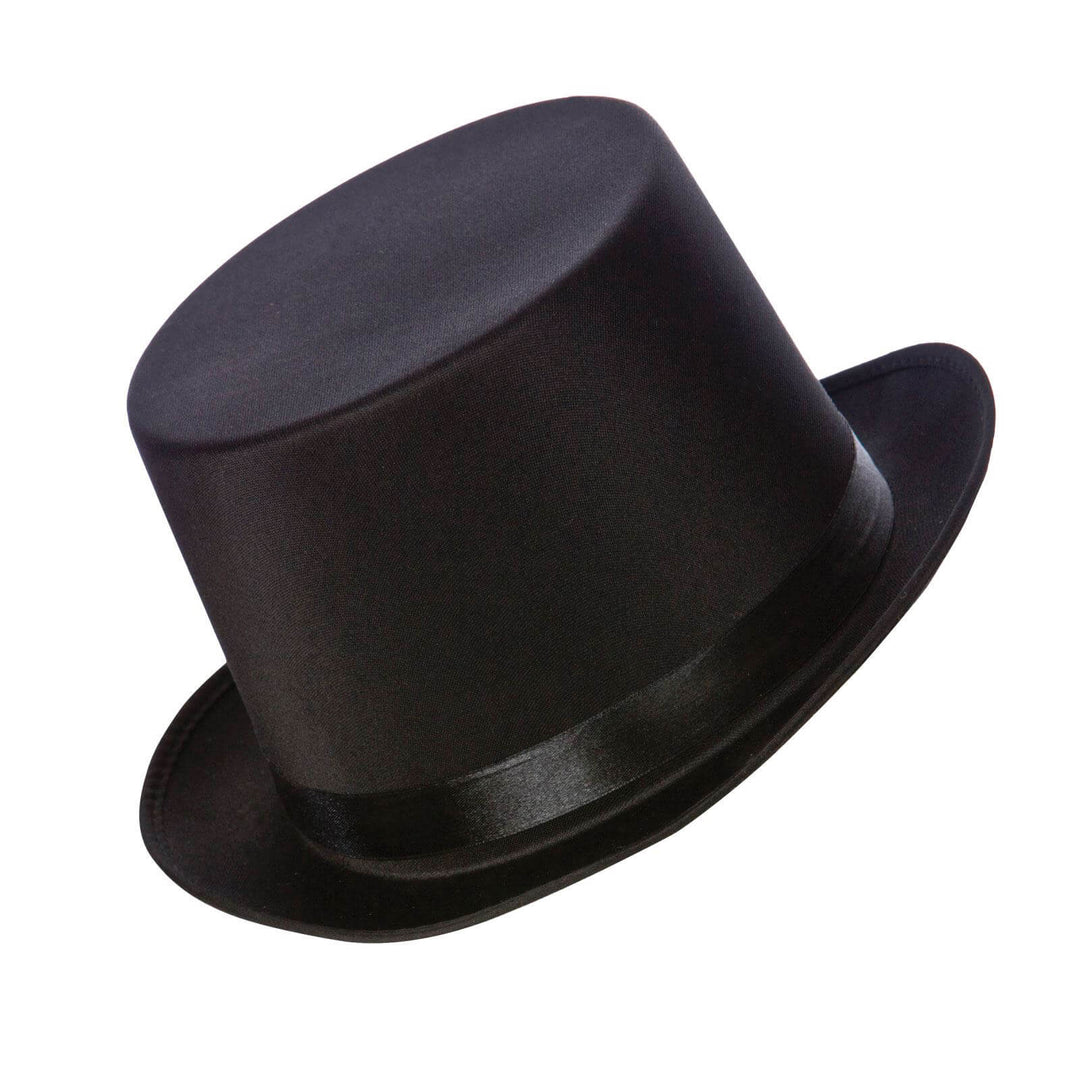 Satin Top Hat Black Topper Wedding Gent Royal Fancy Dress