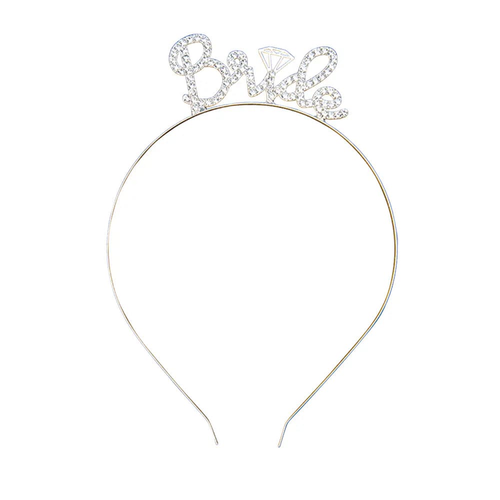 Hen night Bride headband in glittering diamante with flexible silver hair band