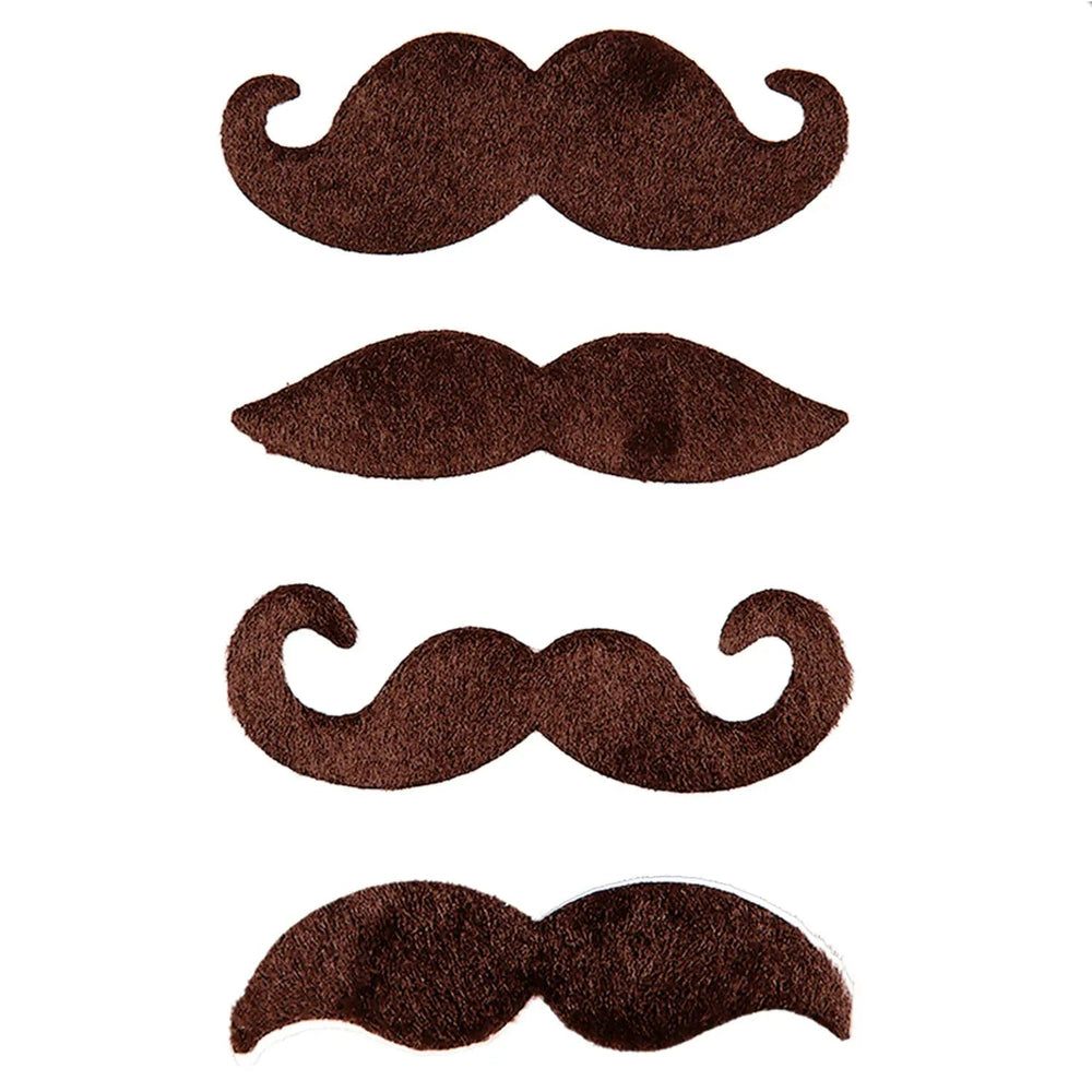 Set of 4 assorted brown moustaches for fancy dress costumes