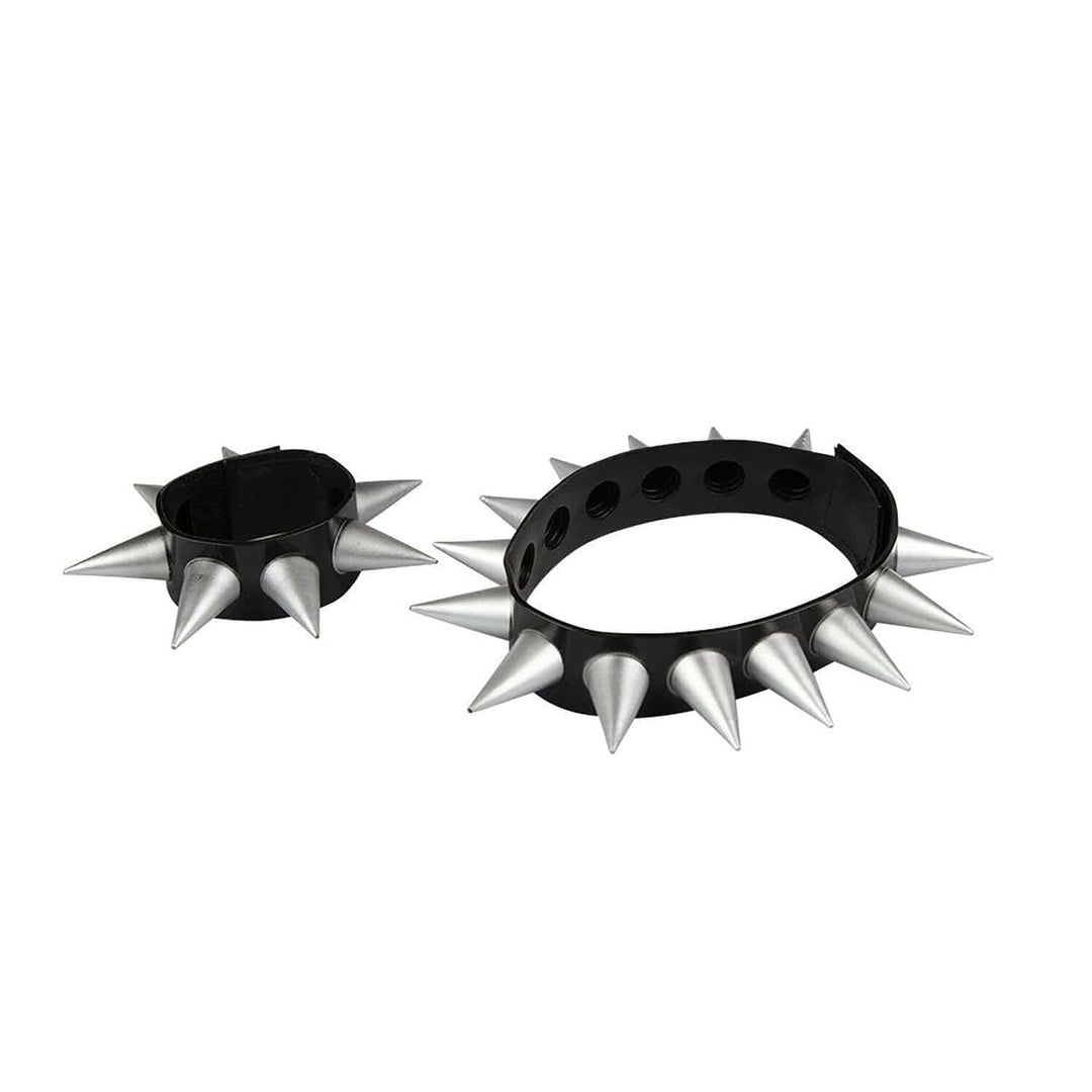 Spike Choker & Cuff Set Punk Goth Biker Stud Collar