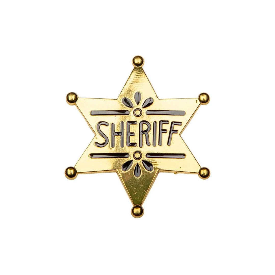 Western sheriff badge, gold plastic star for fancy dress costumes