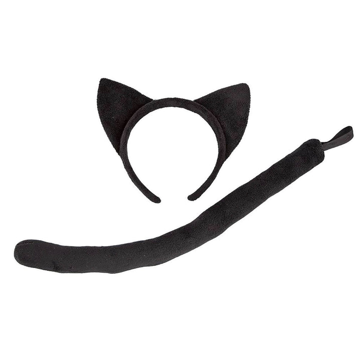 Ears & Tail Set Kids Farm Animals Fancy Dress Pets Black Cat