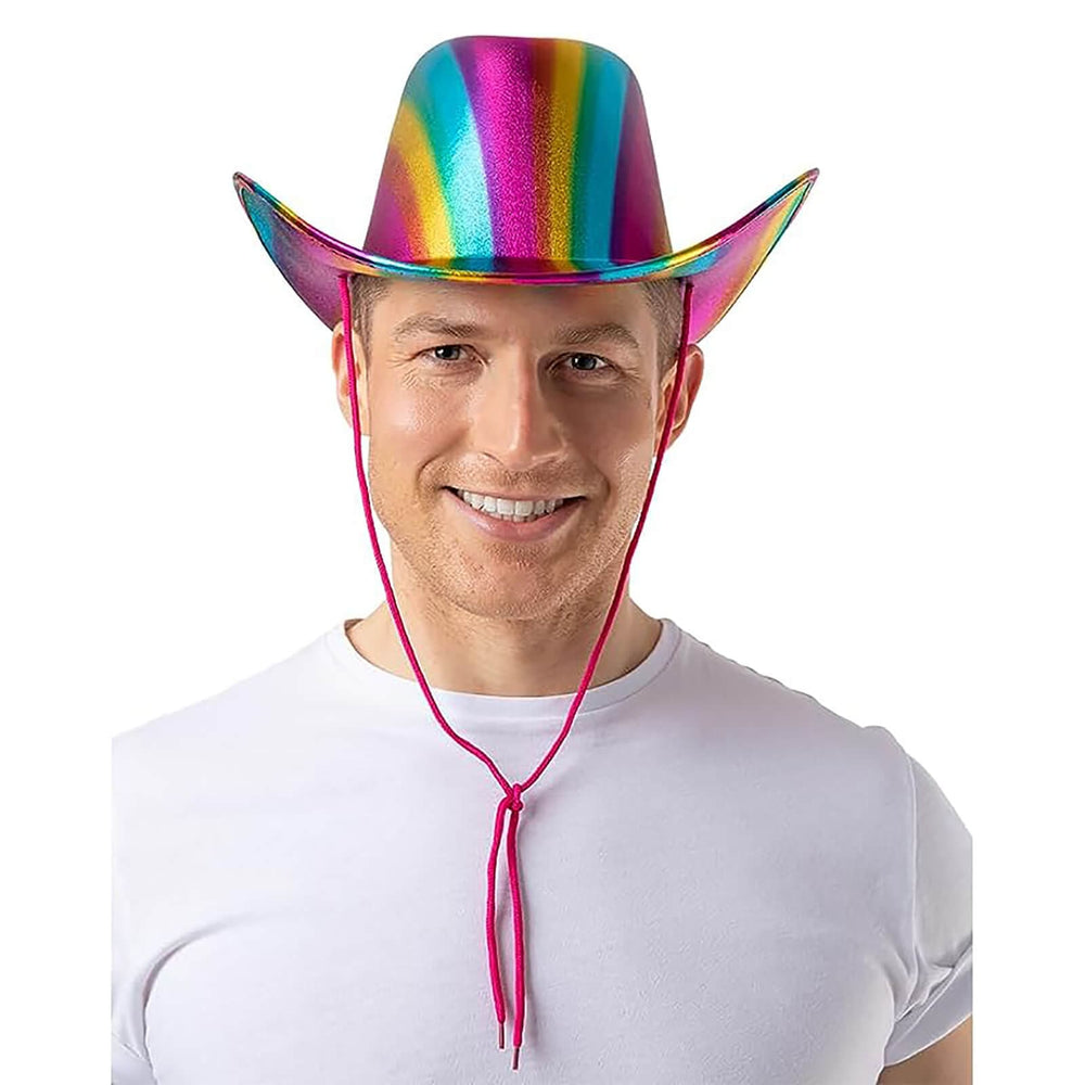 Texan Cowboy Hat Metallic Rainbow Cowgirl Fancy Dress