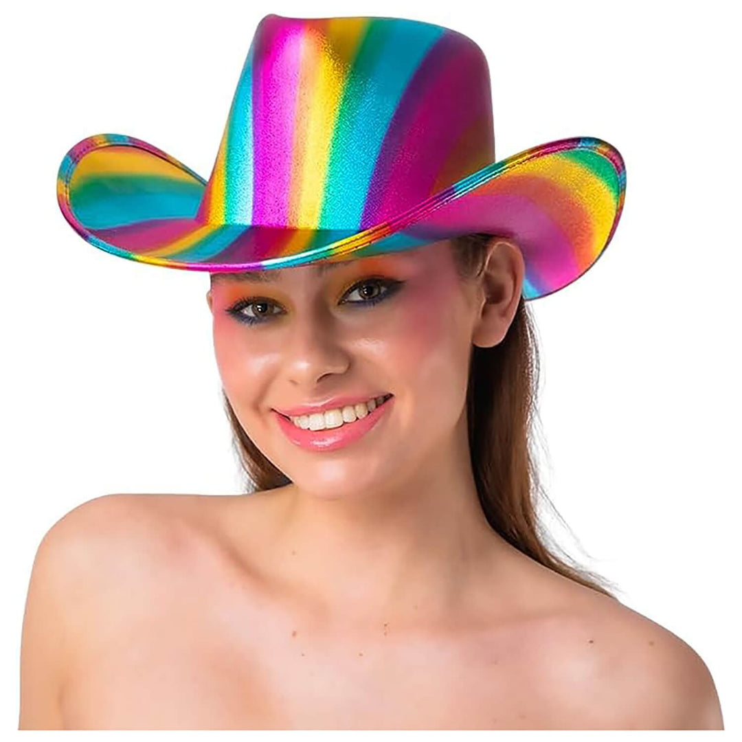 Texan Cowboy Hat Metallic Rainbow Cowgirl Fancy Dress