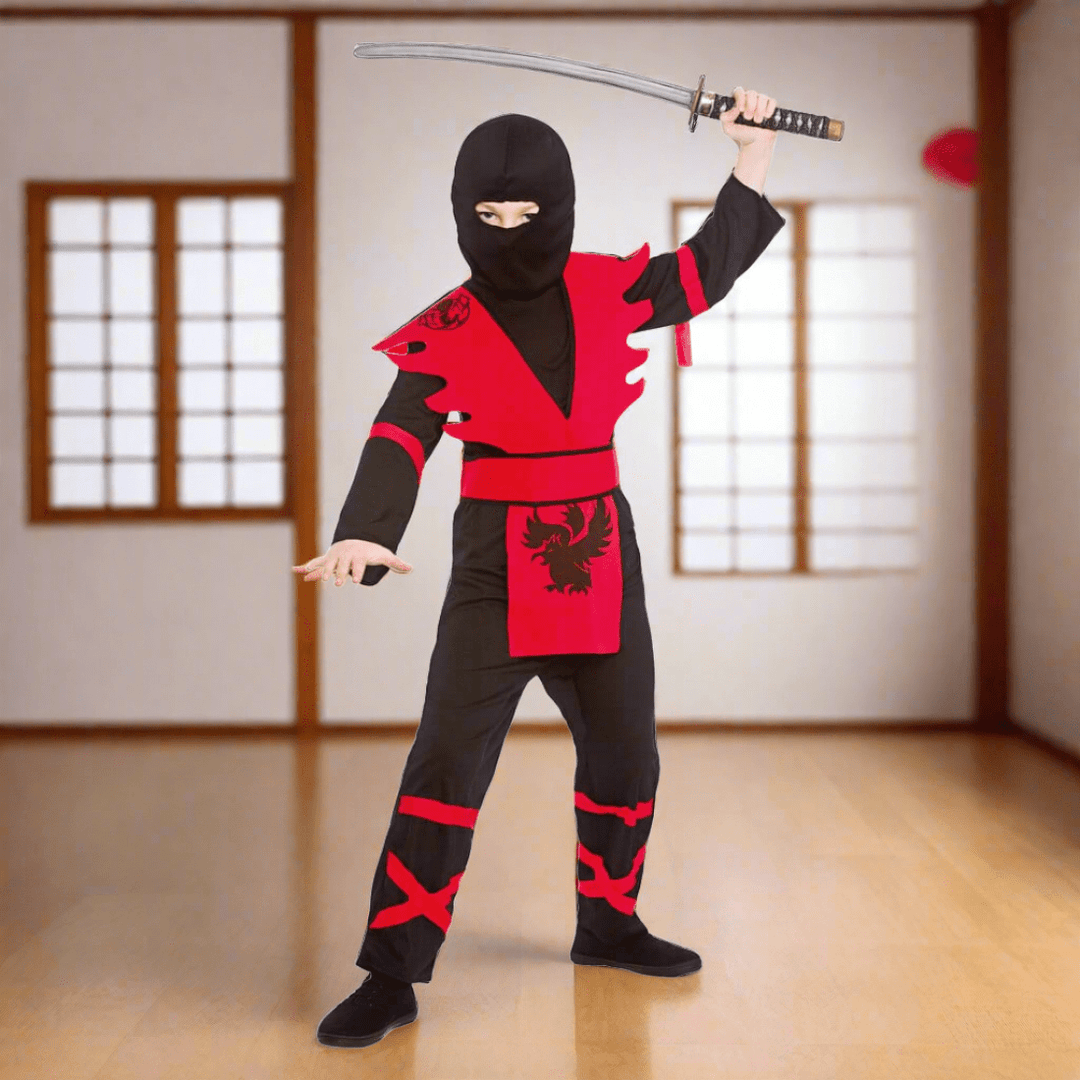 Boys Ninja Assassin Red Black Japanese Halloween Costume