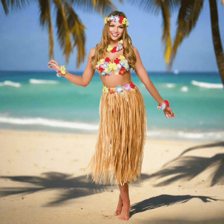 Womens Hawaiian Party Girl 5 Piece Set Halloween Costume