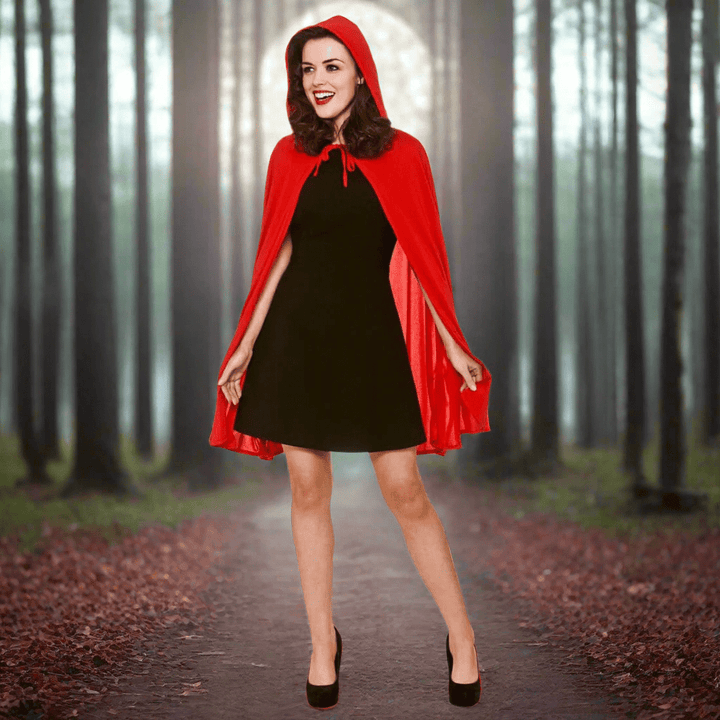 Womens Little Red Riding Hooded Cape Halloween Costume