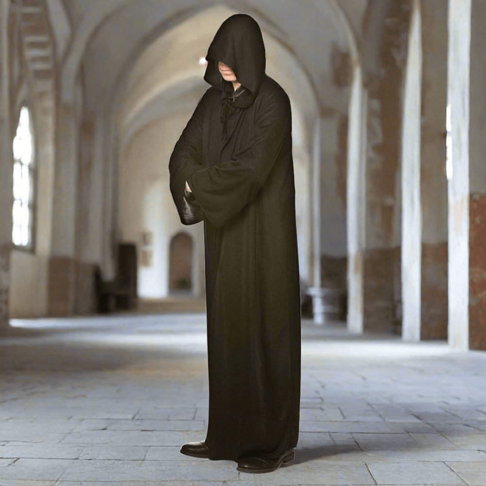 A Blank Hooded Cloak in a Church corridor