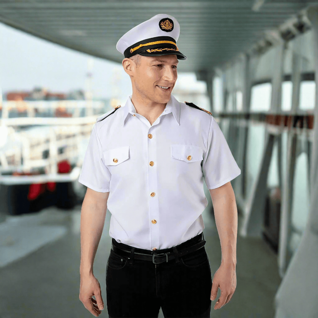 Ship Captain Shirt White on a ship