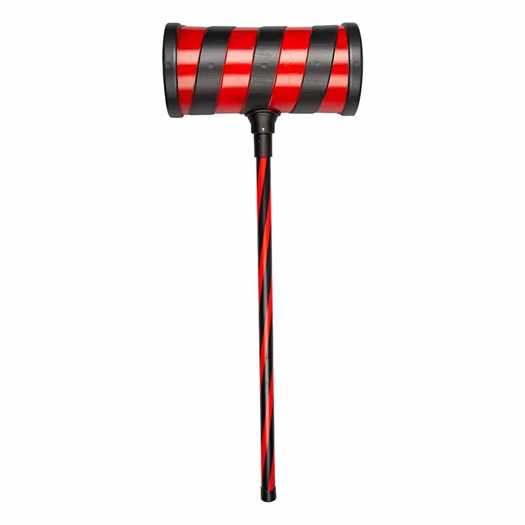 Giant red and black striped clown hammer for fancy dress costumes