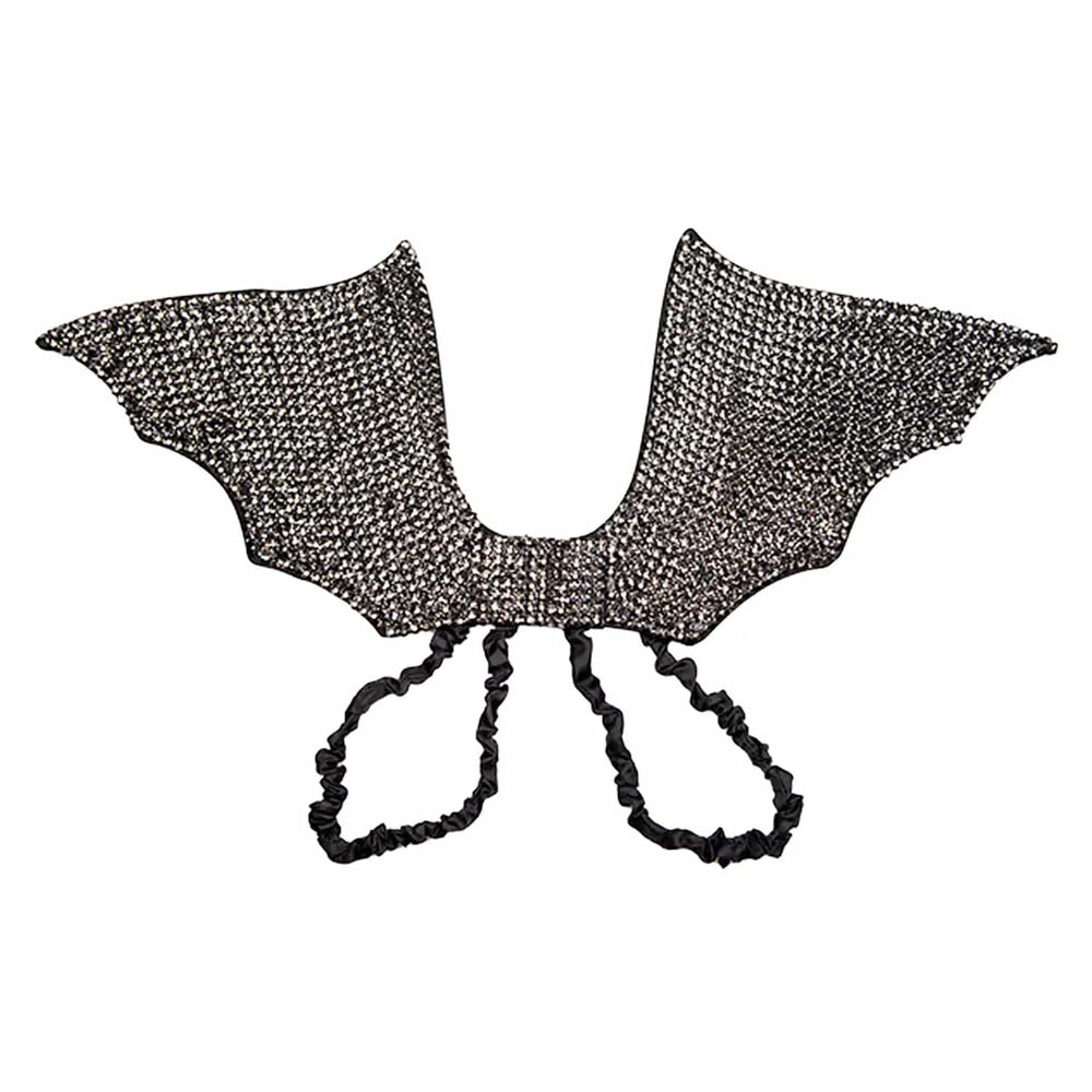 Silver rhinestone bat wings with elastic straps