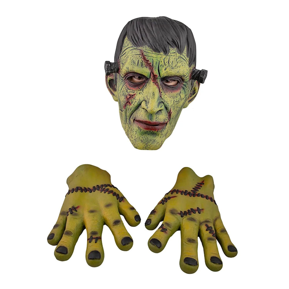 Frankies monster green mask and hands set for fancy dress costumes