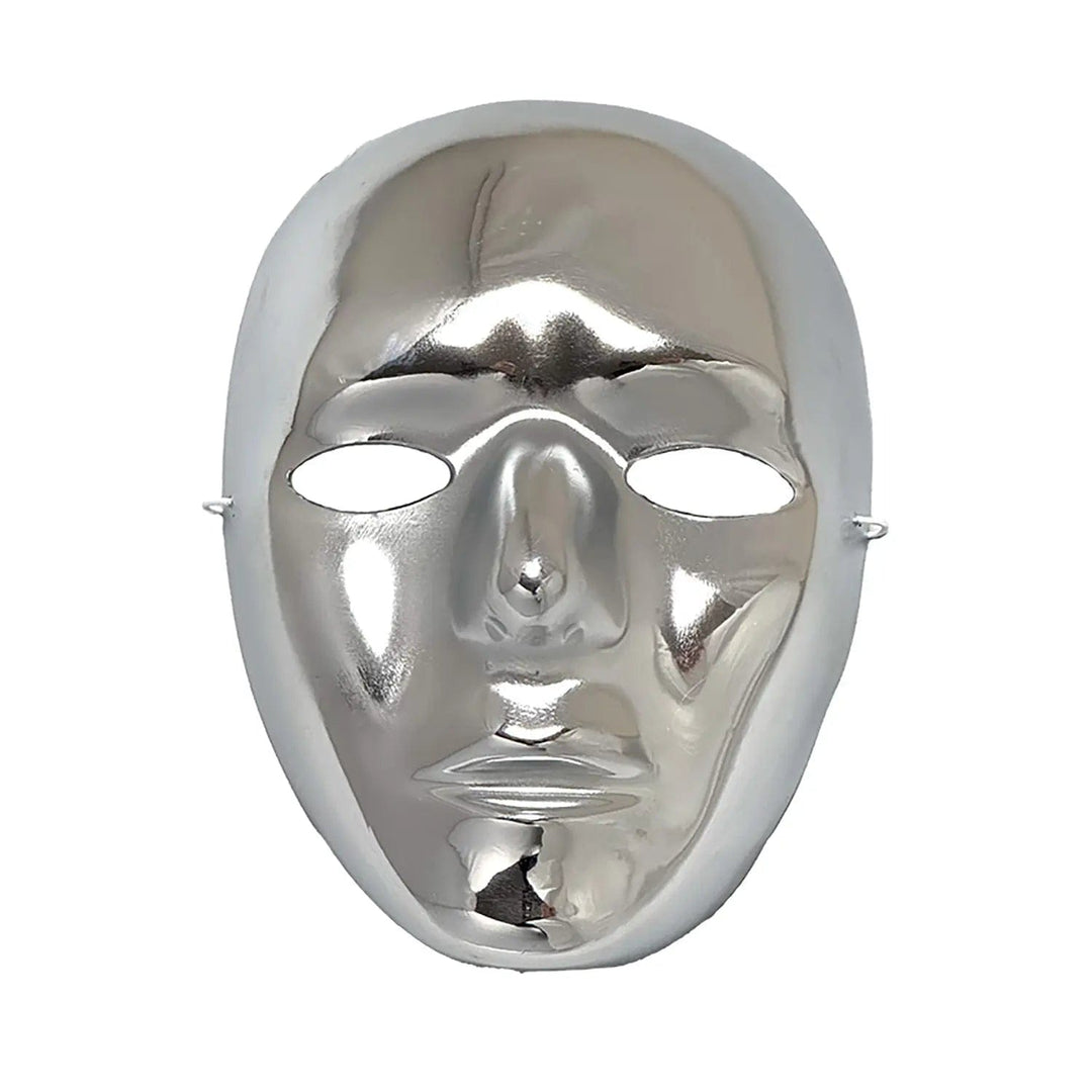 Mirror finish metallic silver robot mask for Halloween fancy dress costumes