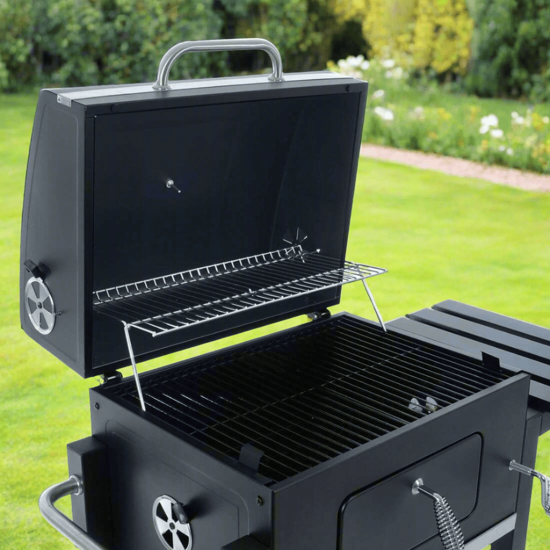 Azuma Rhino Charcoal BBQ Barbecue Black Steel Grill With Wheels