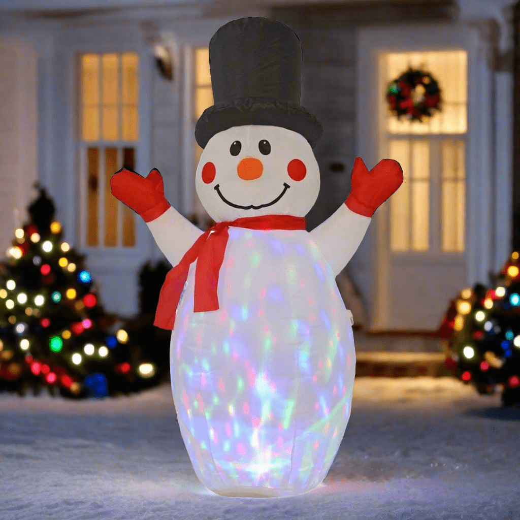 4ft Snowman Christmas Inflatable With Flashing Disco Lights